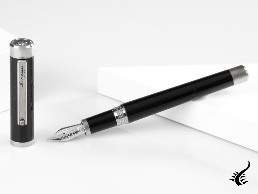 Montegrappa Zero Fountain Pen, Black Resin, Palladium, ISZET-4P