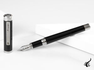 Stylo plume Montegrappa Zero, résine noire, palladium, ISZET-4P