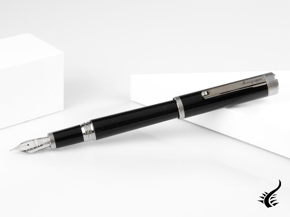 Montegrappa Zero Fountain Pen, Black Resin, Palladium, ISZET-4P