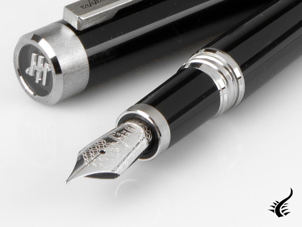 Montegrappa Zero Fountain Pen, Black Resin, Palladium, ISZET-4P