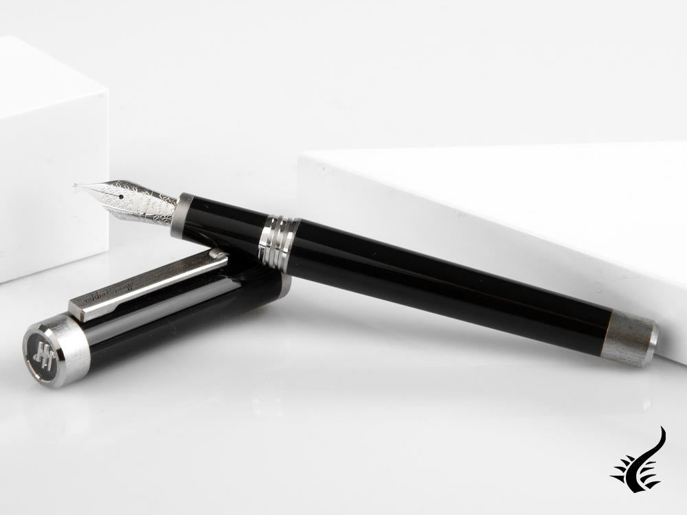 Montegrappa Zero Fountain Pen, Black Resin, Palladium, ISZET-4P