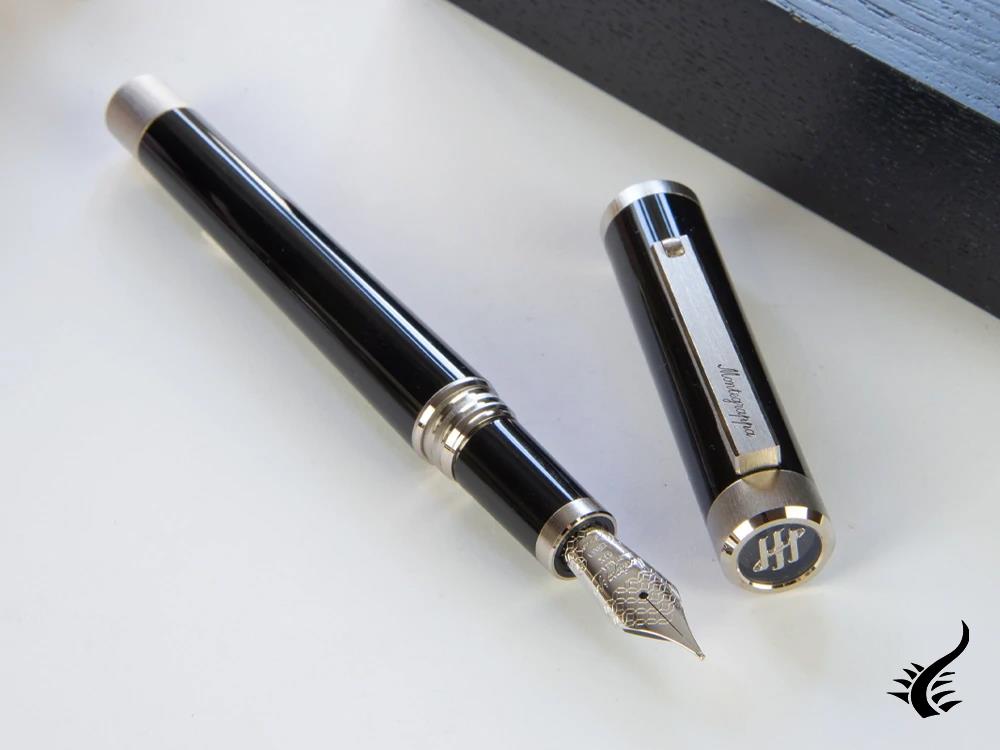 Montegrappa Zero Fountain Pen, Black Resin, Palladium, ISZET-4P