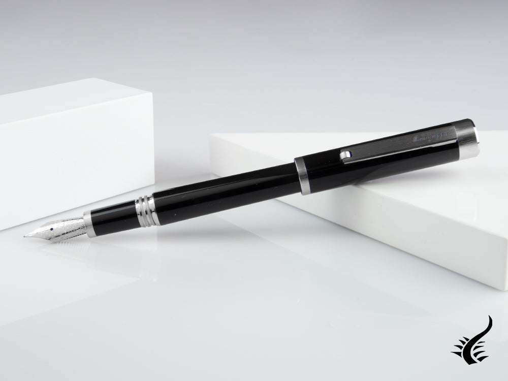 Montegrappa Zero Fountain Pen, Black Resin, Palladium, ISZET-BP