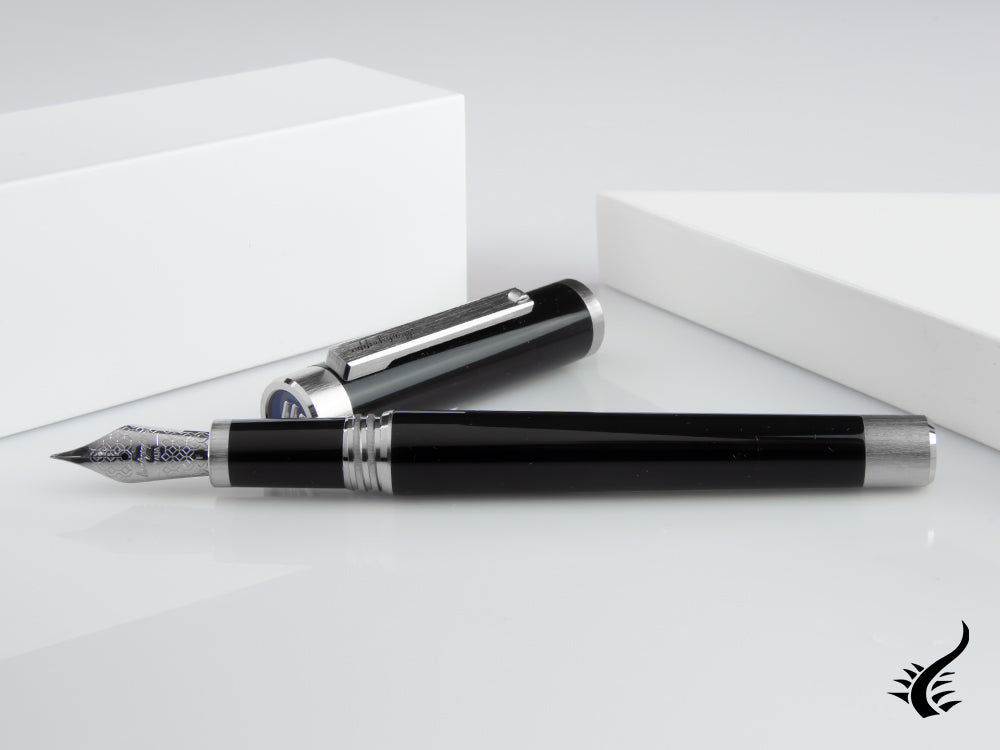 Montegrappa Zero Fountain Pen, Black Resin, Palladium, ISZET-BP