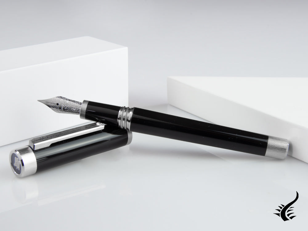 Montegrappa Zero Fountain Pen, Black Resin, Palladium, ISZET-BP