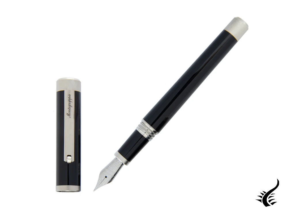 Montegrappa Zero Fountain Pen, Black Resin, Palladium, ISZET-BP