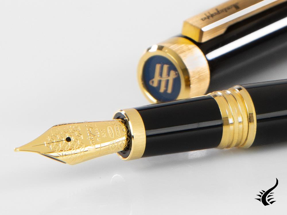 Montegrappa Zero Fountain Pen, Black Resin, Yellow gold trims, ISZEI-4Y