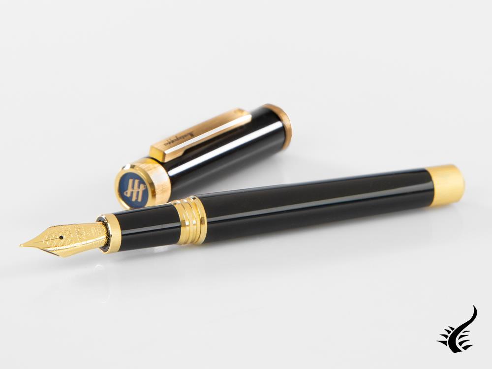 Montegrappa Zero Fountain Pen, Black Resin, Yellow gold trims, ISZEI-4Y