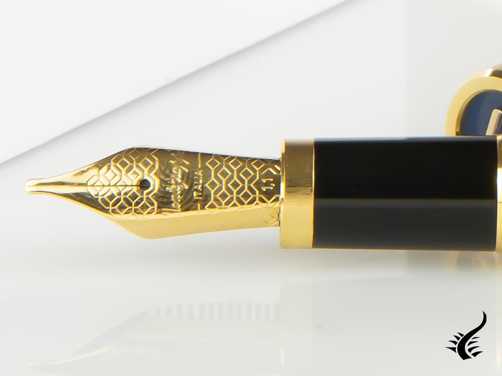 Montegrappa Zero Fountain Pen, Black Resin, Yellow gold trims, ISZEI-IY