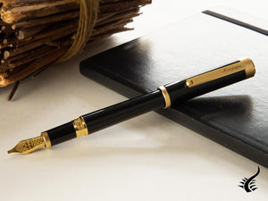 Stylo plume Montegrappa Zero, résine noire, attributs en or jaune, ISZEI-IY