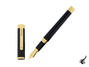 Stylo plume Montegrappa Zero, résine noire, attributs en or jaune, ISZEI-IY