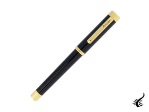 Montegrappa Zero Fountain Pen, Black Resin, Yellow gold trims, ISZEI-IY