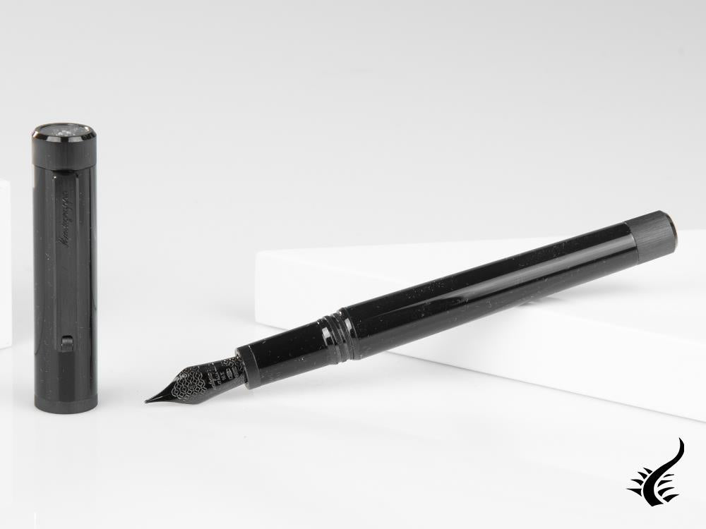 Montegrappa Zero Fountain Pen, Resin, Ultra Black Ruthenium, ISZET-4C