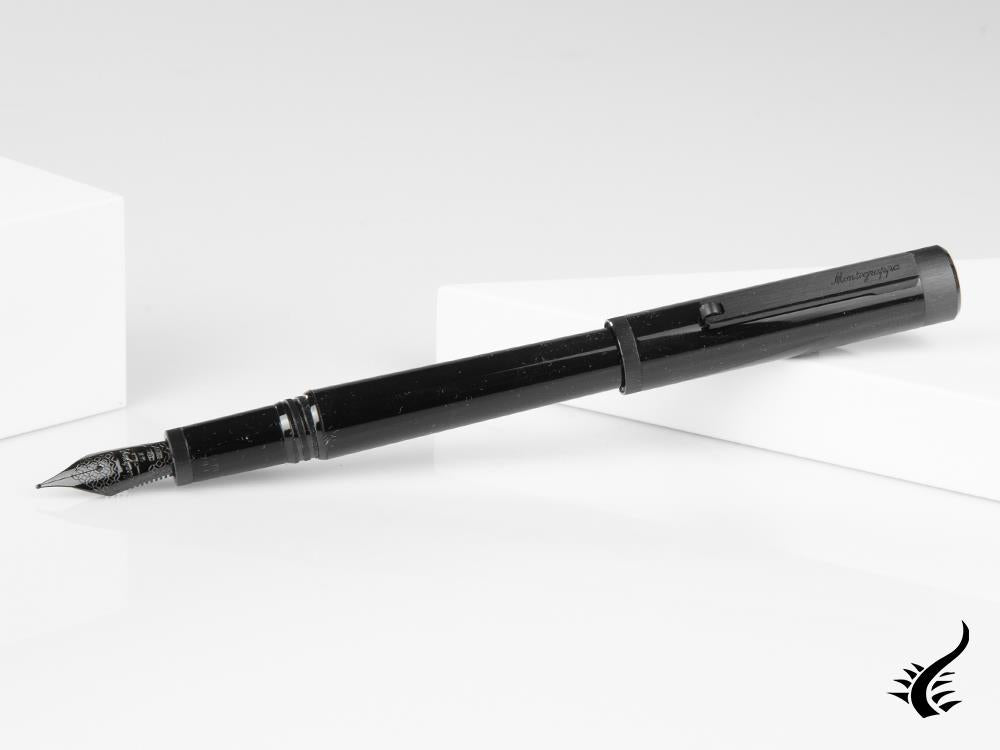 Montegrappa Zero Fountain Pen, Resin, Ultra Black Ruthenium, ISZET-4C