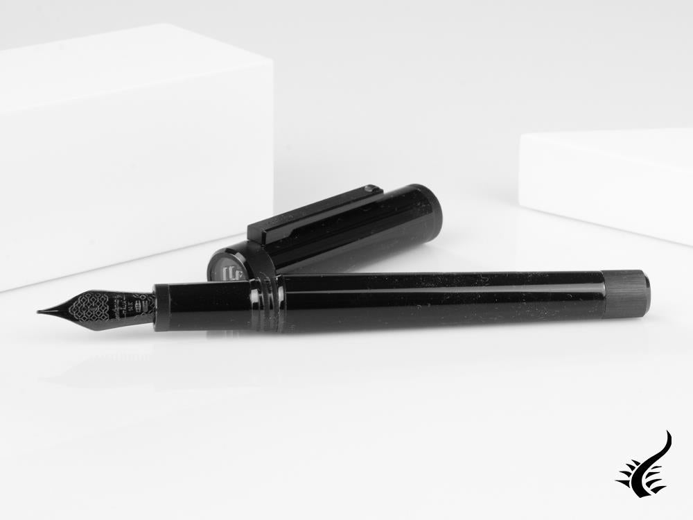 Montegrappa Zero Fountain Pen, Resin, Ultra Black Ruthenium, ISZET-4C