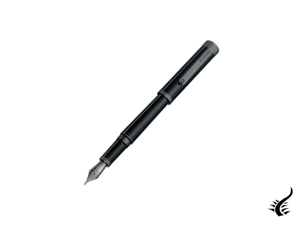 Montegrappa Zero Fountain Pen, Resin, Ultra Black Ruthenium, ISZET-4C