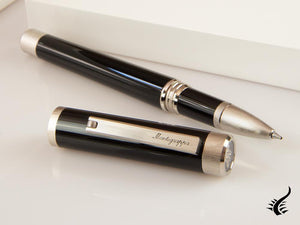 Montegrappa Zero Rollerball pen, Black Resin, Palladium trims, ISZETRBP