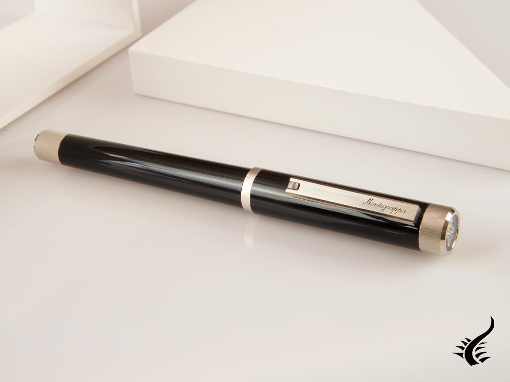 Montegrappa Zero Rollerball pen, Black Resin, Palladium trims, ISZETRBP