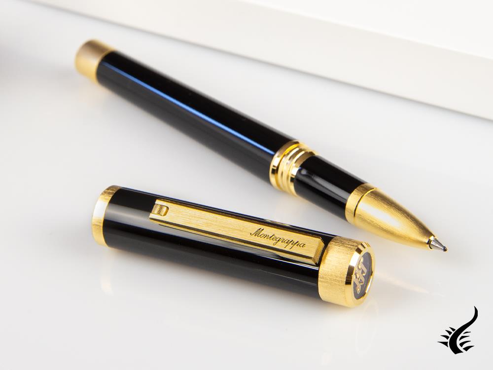 Montegrappa Zero Rollerball pen, Black Resin, Yellow gold trims, ISZETRBY