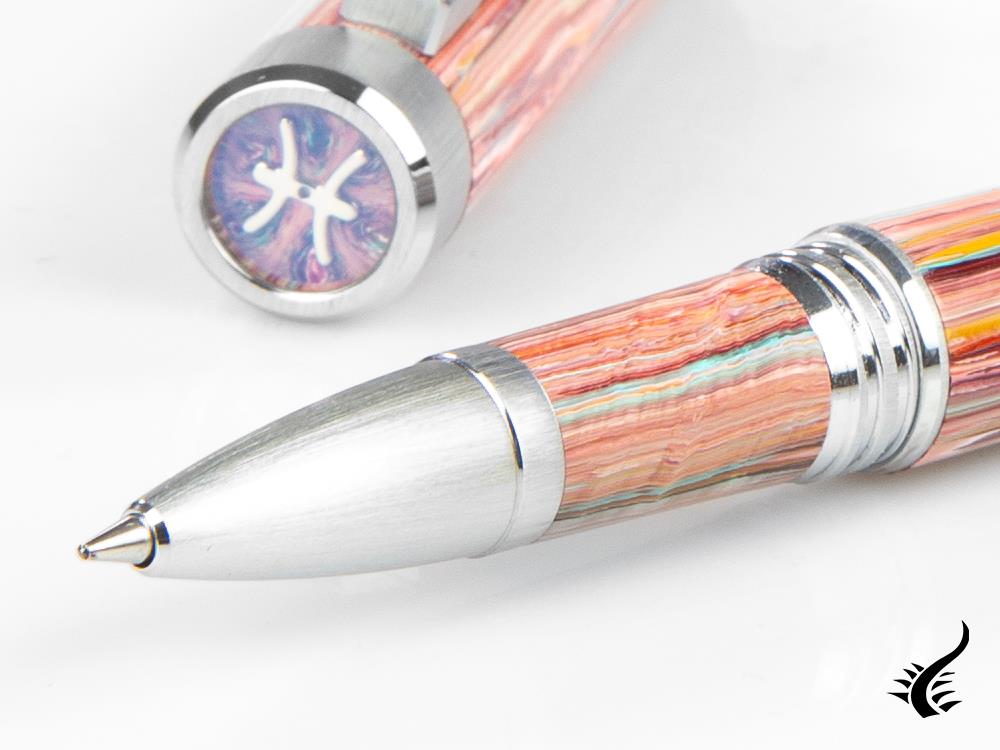 Stylo roller Montegrappa Zero Zodiac Poissons, Rose, Acier, ISZEZRIP-S2