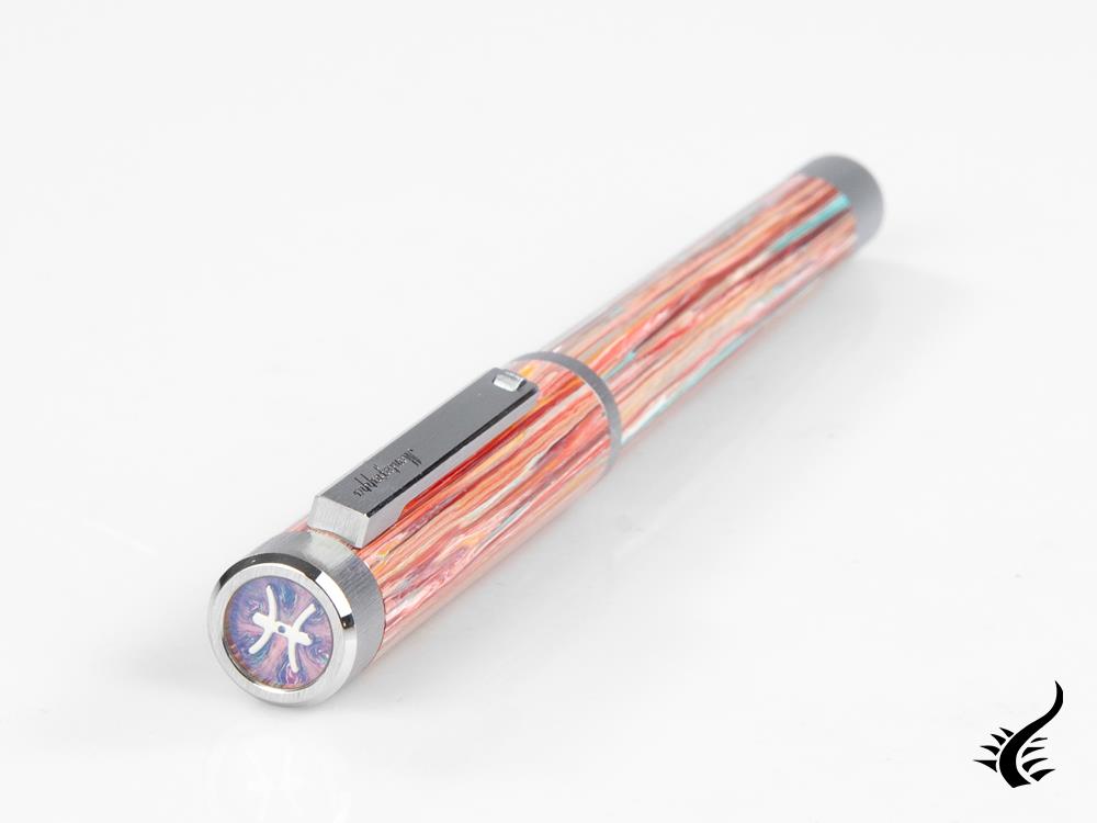 Stylo roller Montegrappa Zero Zodiac Poissons, Rose, Acier, ISZEZRIP-S2