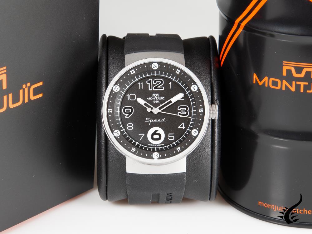 Montre à quartz Montjuic Elegance, acier inoxydable 316L, noir, 43 mm, MJ1.0103.S