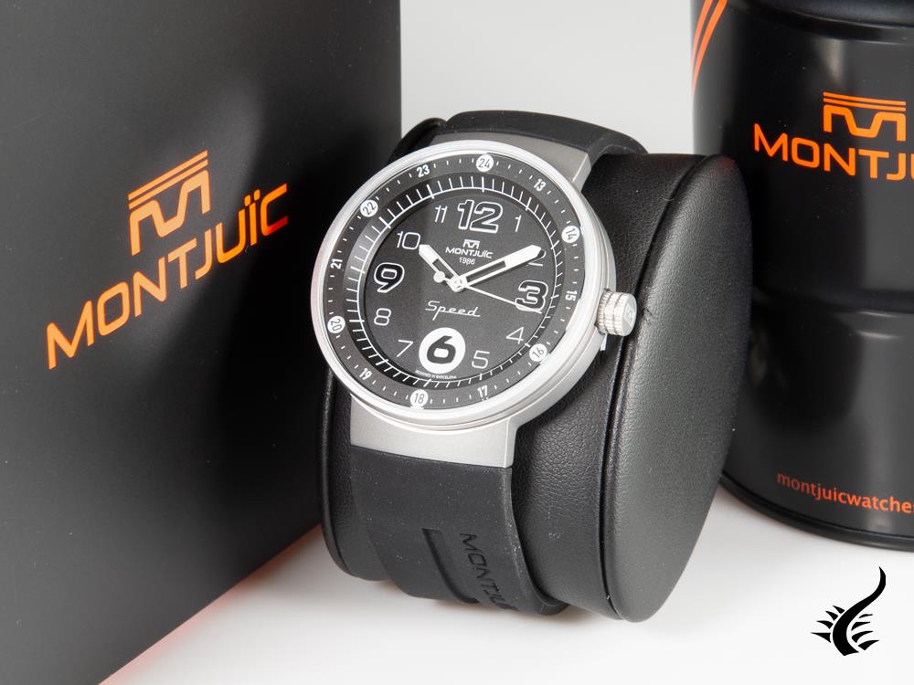 Montre à quartz Montjuic Elegance, acier inoxydable 316L, noir, 43 mm, MJ1.0103.S