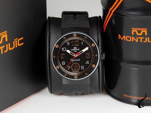 Montre à quartz Montjuic Elegance, acier inoxydable 316L, noir, 43 mm, MJ1.0507.B