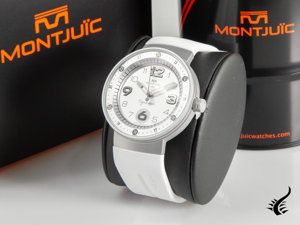 Montre à quartz Montjuic Elegance, acier inoxydable 316L, blanc, 43 mm, MJ1.0406.S