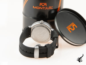 Montre à quartz Montjuic Sport, acier inoxydable 316L, noir, 43 mm, MJ1.0703.B