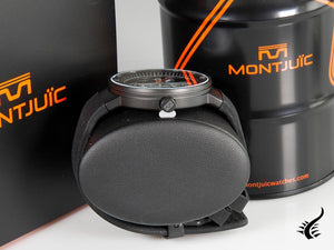 Montre à quartz Montjuic Sport, acier inoxydable 316L, noir, 43 mm, MJ1.0903.B