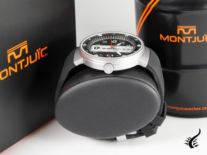 Montre à quartz Montjuic Sport, acier inoxydable 316L, noir, 43 mm, MJ1.0903.S