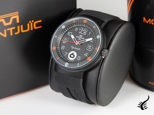 Montre à quartz Montjuic Standard, acier inoxydable 316L, noir, 43 mm, MJ1.0101.B