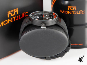 Montre à quartz Montjuic Standard, acier inoxydable 316L, noir, 43 mm, MJ1.0101.B