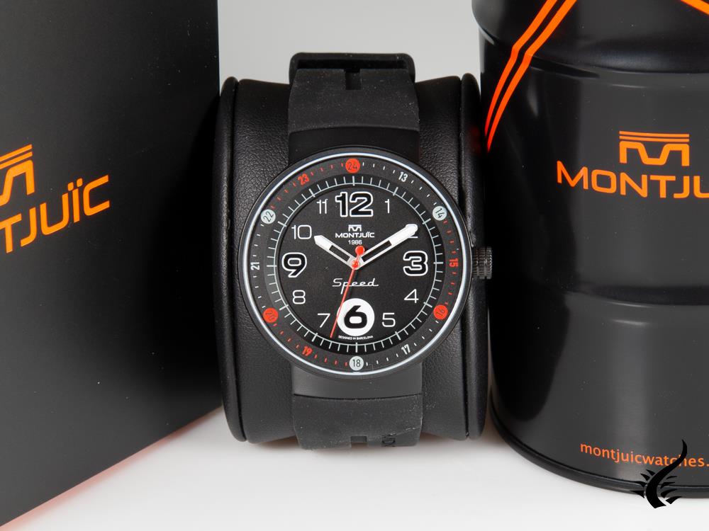 Montre à quartz Montjuic Standard, acier inoxydable 316L, noir, 43 mm, MJ1.0102.B