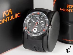 Montre à quartz Montjuic Standard, acier inoxydable 316L, noir, 43 mm, MJ1.0102.B