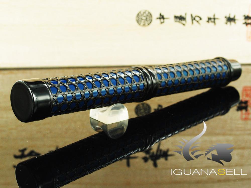 Nakaya Basket Mesh Fountain Pen, Indigo Blue, Ebonite and Urushi lacquer