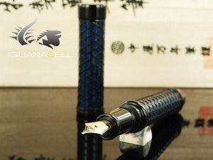 Nakaya Basket Mesh Fountain Pen, Indigo Blue, Ebonite and Urushi lacquer