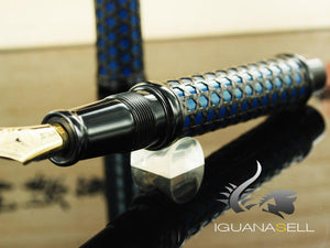 Nakaya Basket Mesh Fountain Pen, Indigo Blue, Ebonite and Urushi lacquer