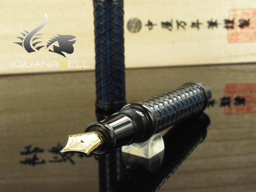 Nakaya Basket Mesh Fountain Pen, Indigo Blue, Ebonite and Urushi lacquer