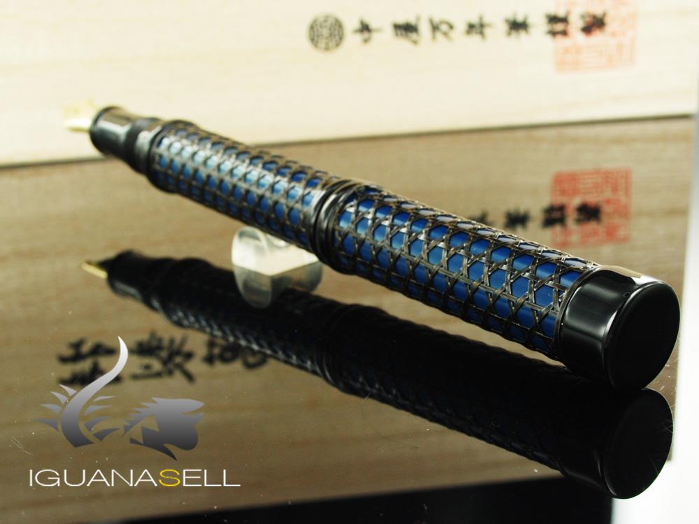 Nakaya Basket Mesh Fountain Pen, Indigo Blue, Ebonite and Urushi lacquer