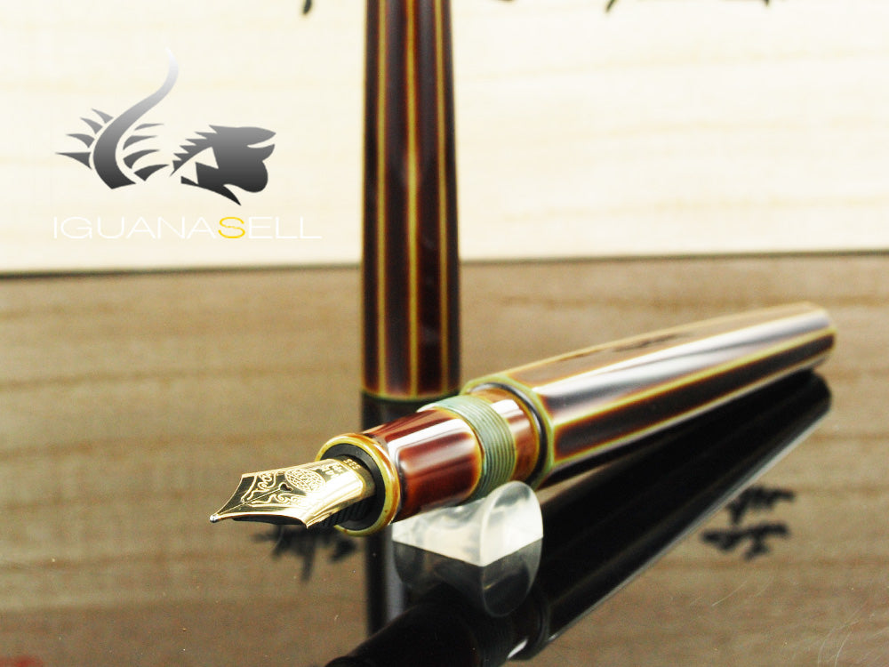 Nakaya Cigar Long Portable Heki Tamenuri Fountain Pen, Decapod, Ebonite