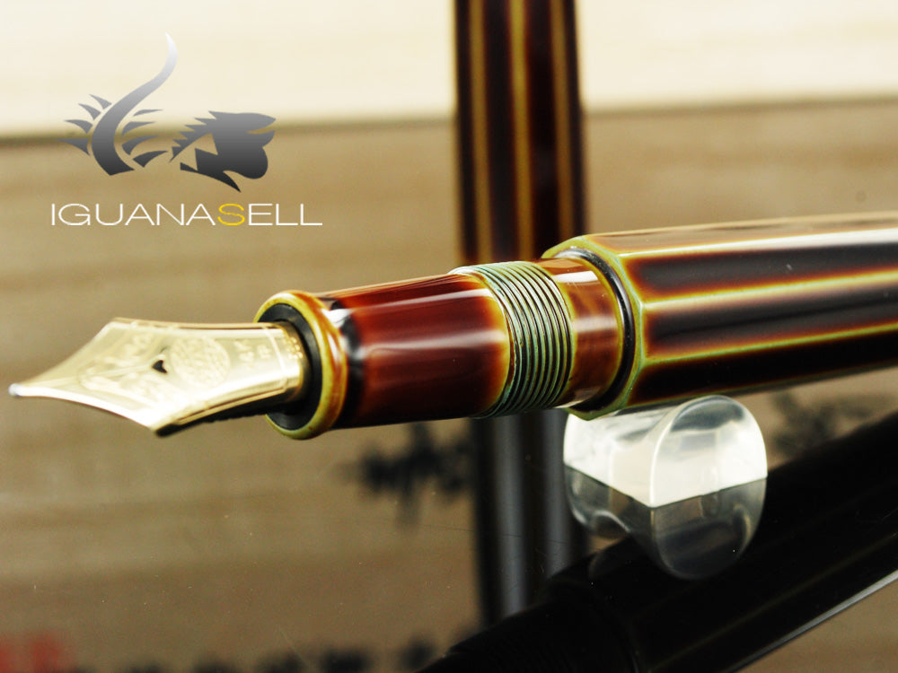 Nakaya Cigar Long Portable Heki Tamenuri Fountain Pen, Decapod, Ebonite