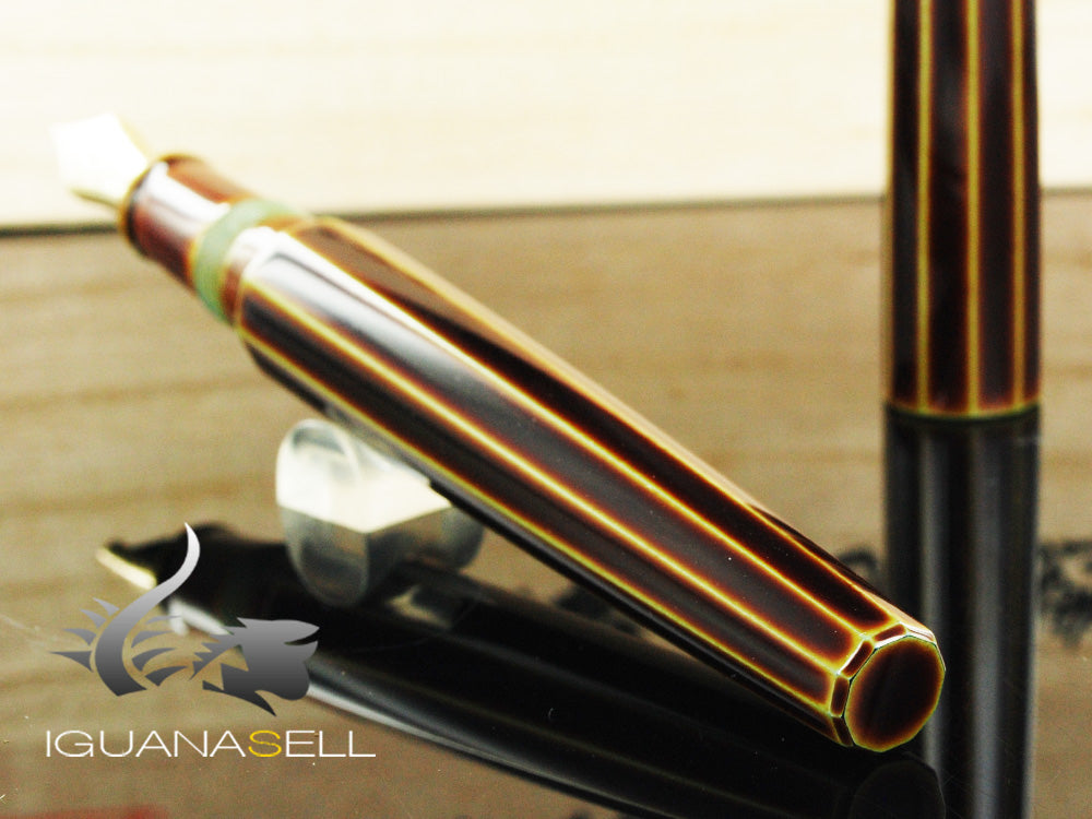 Nakaya Cigar Long Portable Heki Tamenuri Fountain Pen, Decapod, Ebonite