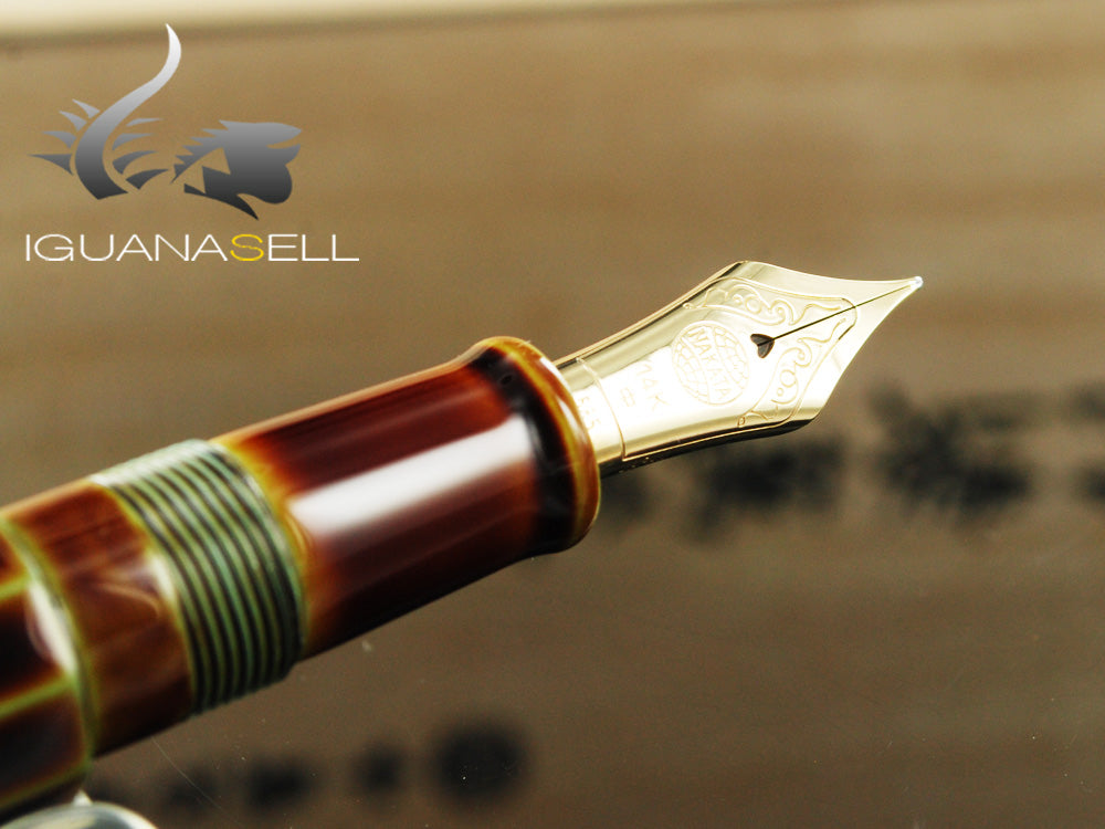 Nakaya Cigar Long Portable Heki Tamenuri Fountain Pen, Decapod, Ebonite