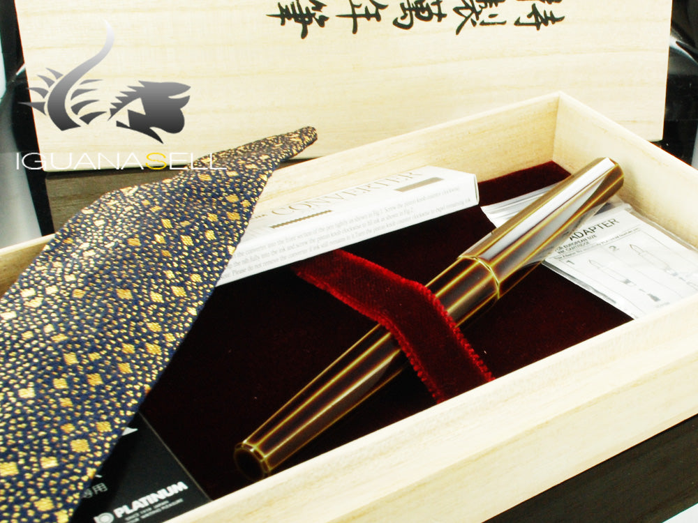 Nakaya Cigar Long Portable Heki Tamenuri Fountain Pen, Decapod, Ebonite