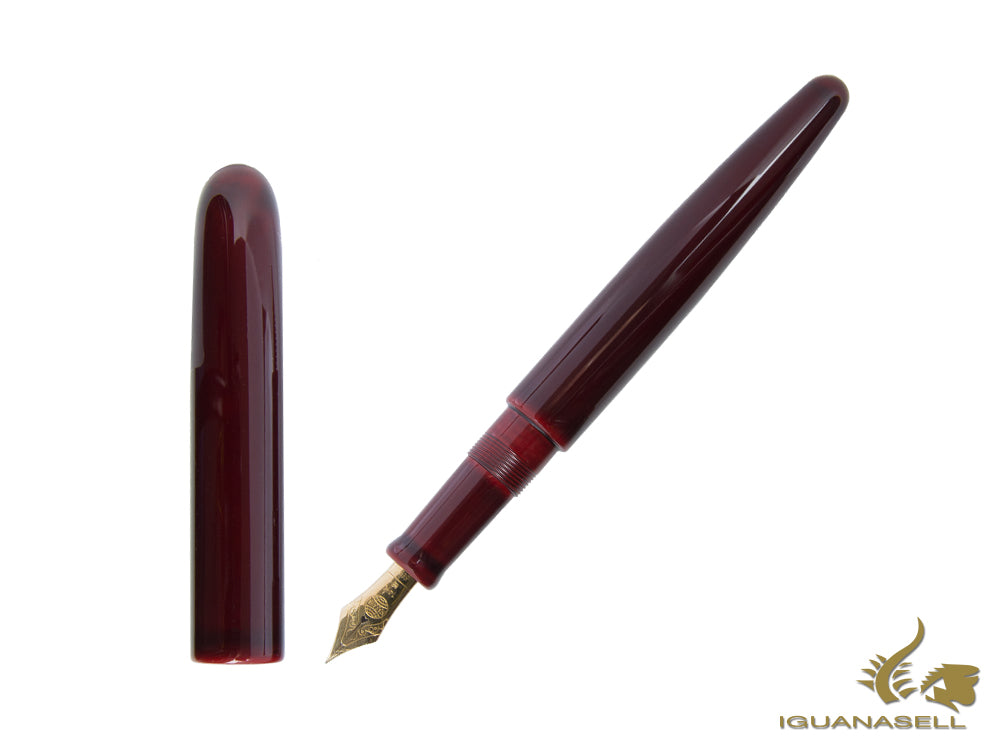 Nakaya Cigar Fountain Pen Long Aka-Tamenuri, Ebonite, Urushi lacquer