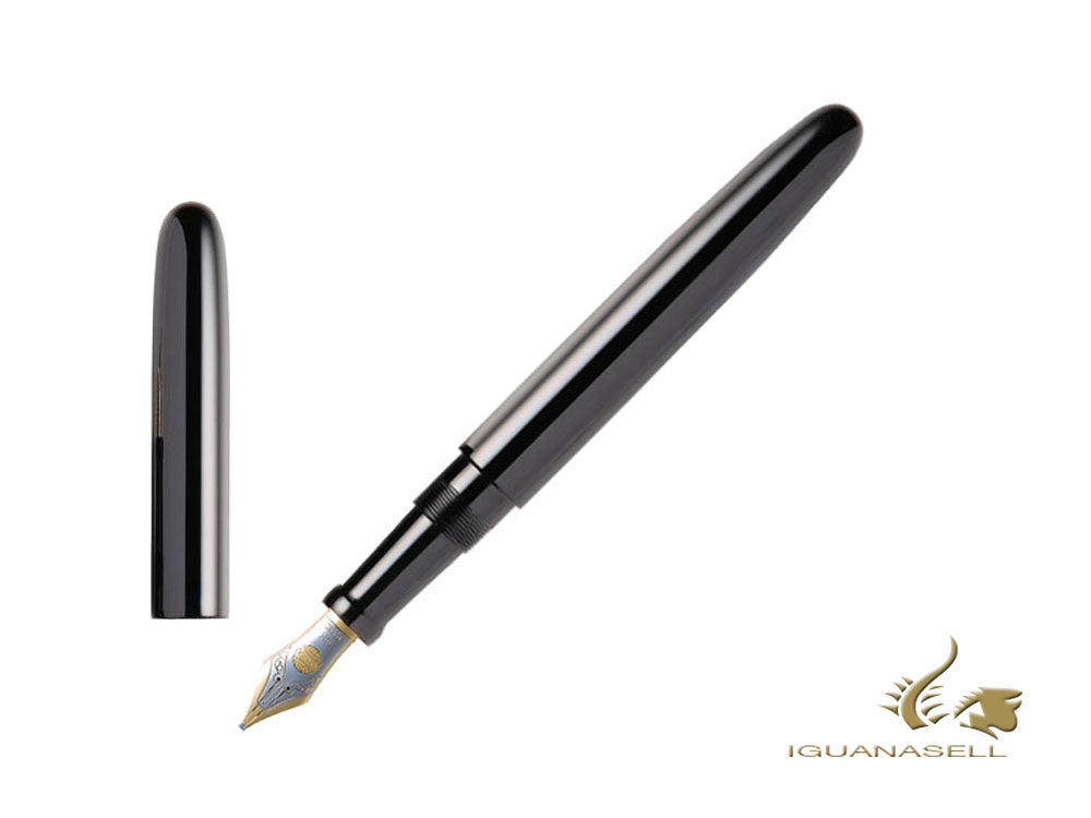 Stylo plume Nakaya Cigar Long, Noir, Ébonite, Or 14 carats bicolore