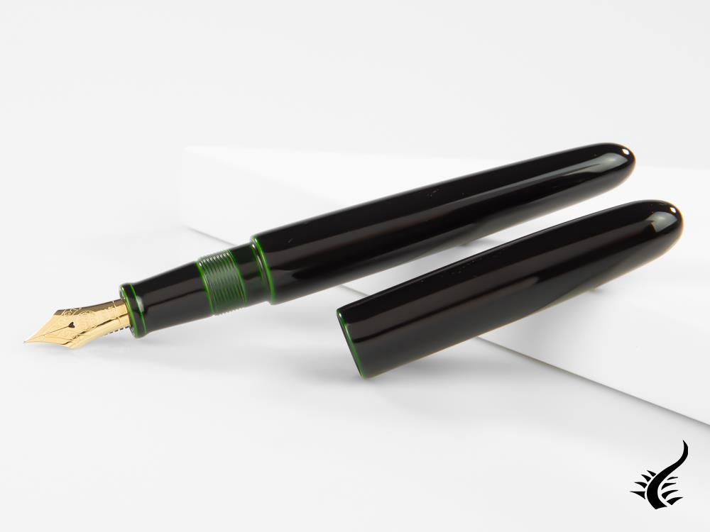 Nakaya Cigar Fountain Pen, Midori-Tamenuri , Ebonite and Urushi lacquer