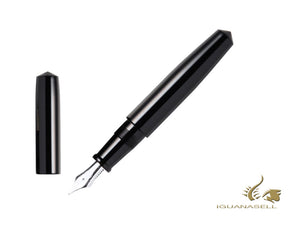 Nakaya Cigar Fountain Pen Piccolo, Black, Ebonite, Gold 14k rodhium